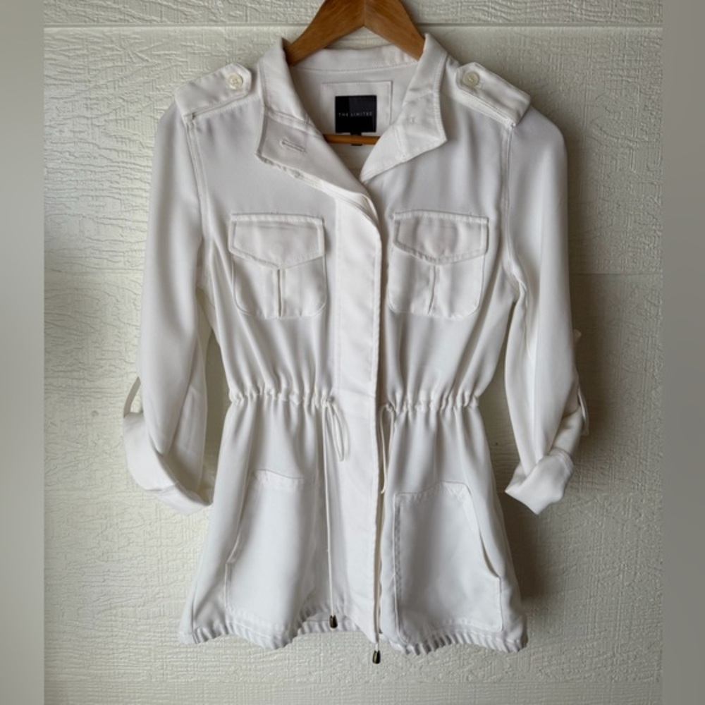 The Limited Utility Jacket XS White Drawstring Waist Button Front